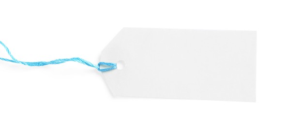 Photo of Blank tag with string isolated on white