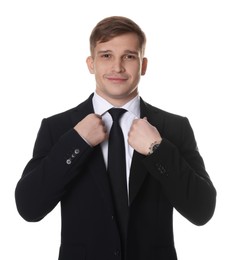 Photo of Man in classic suit on white background