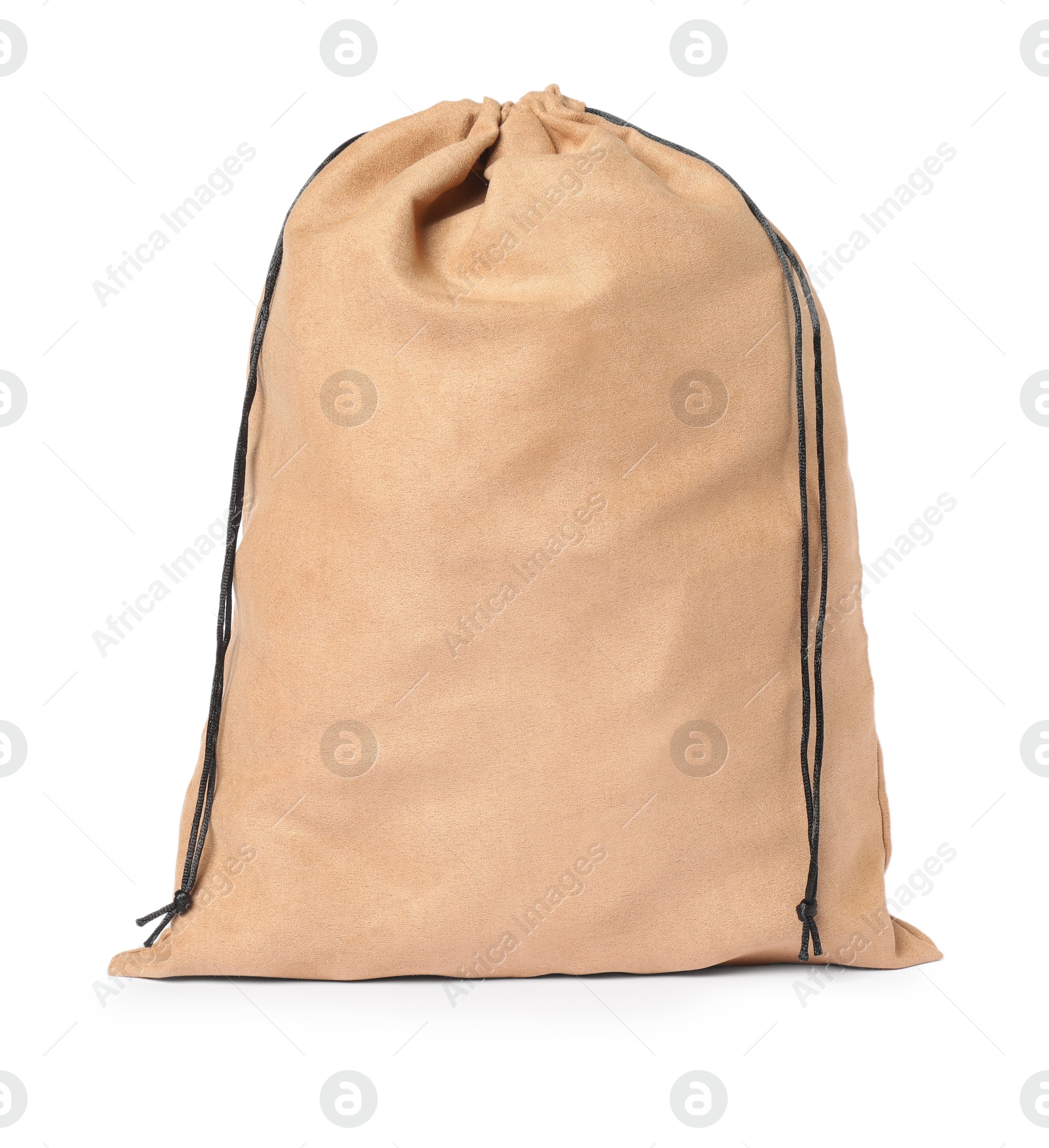 Photo of One beige cotton bag isolated on white