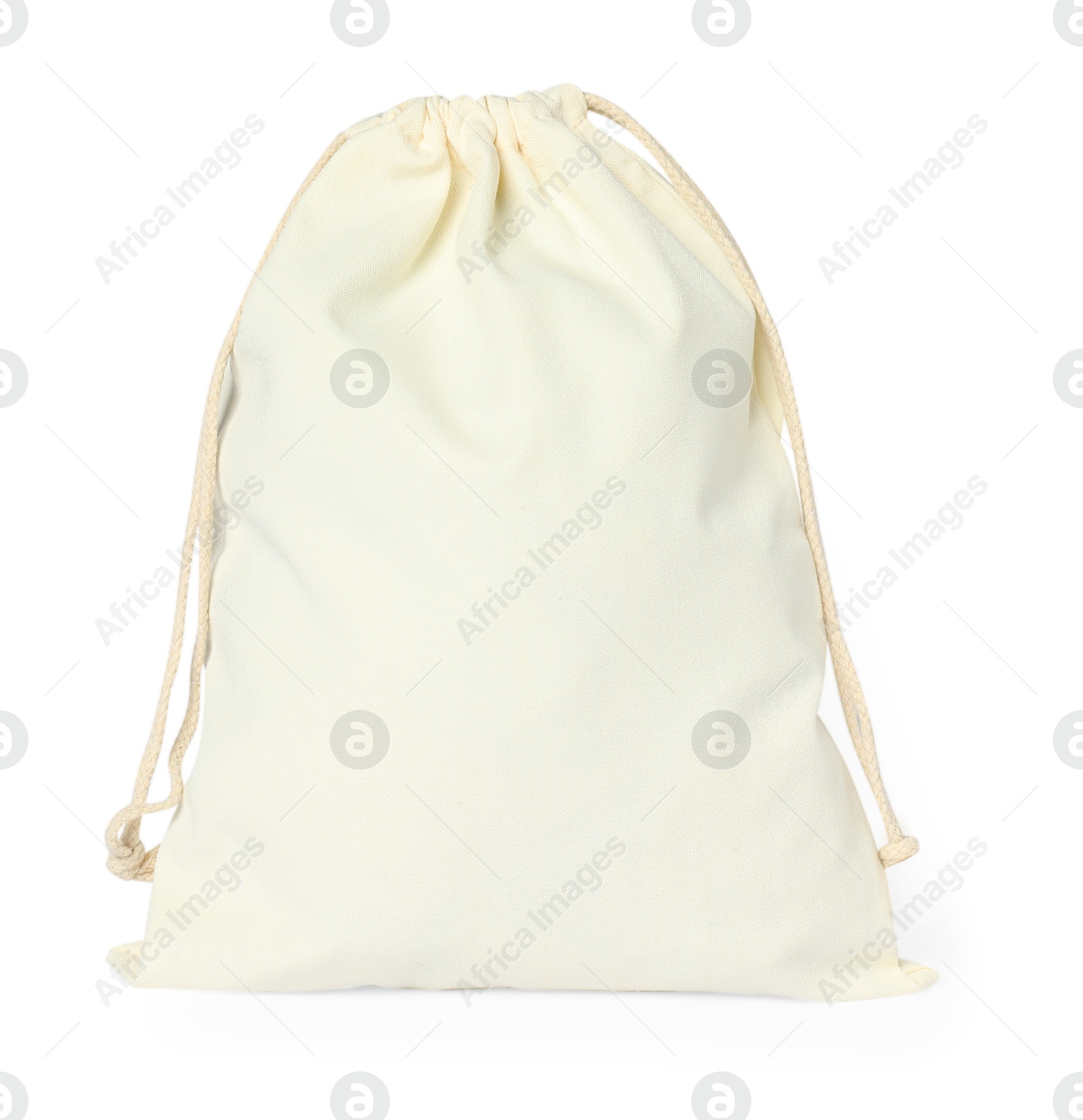 Photo of One cotton bag with ties isolated on white