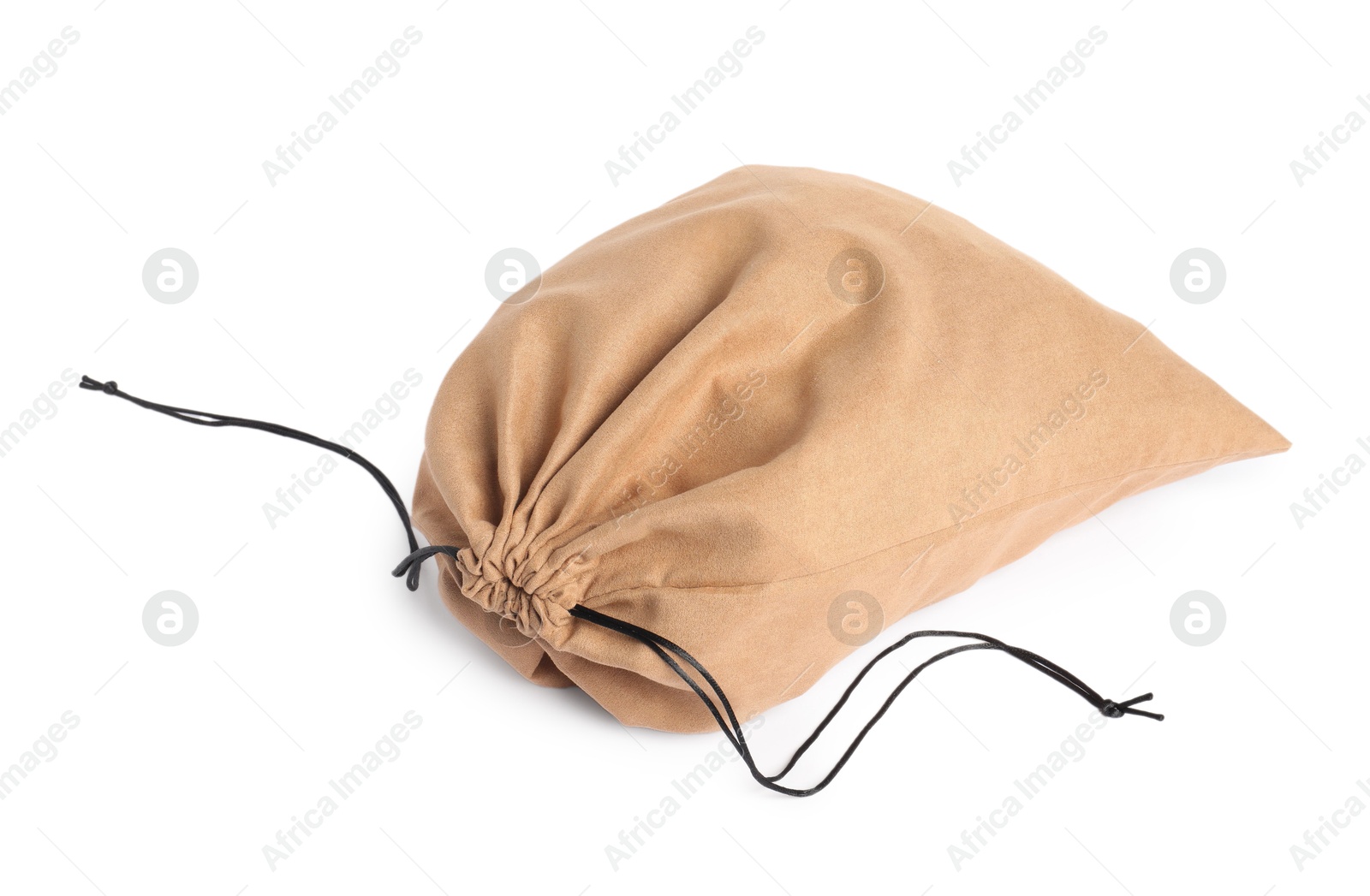 Photo of One beige cotton bag isolated on white