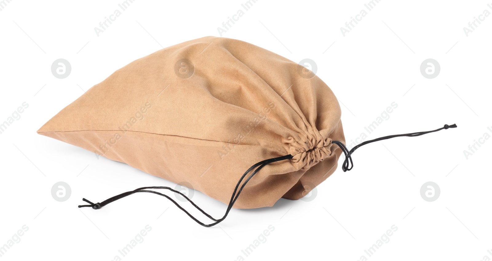 Photo of One beige cotton bag isolated on white