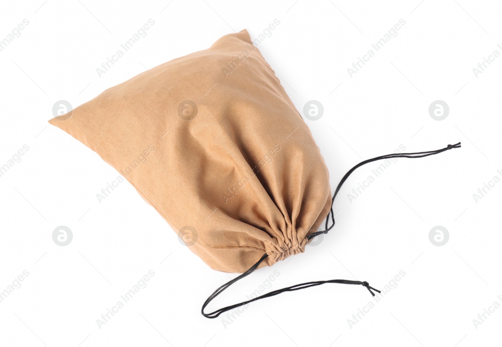 Photo of One beige cotton bag isolated on white