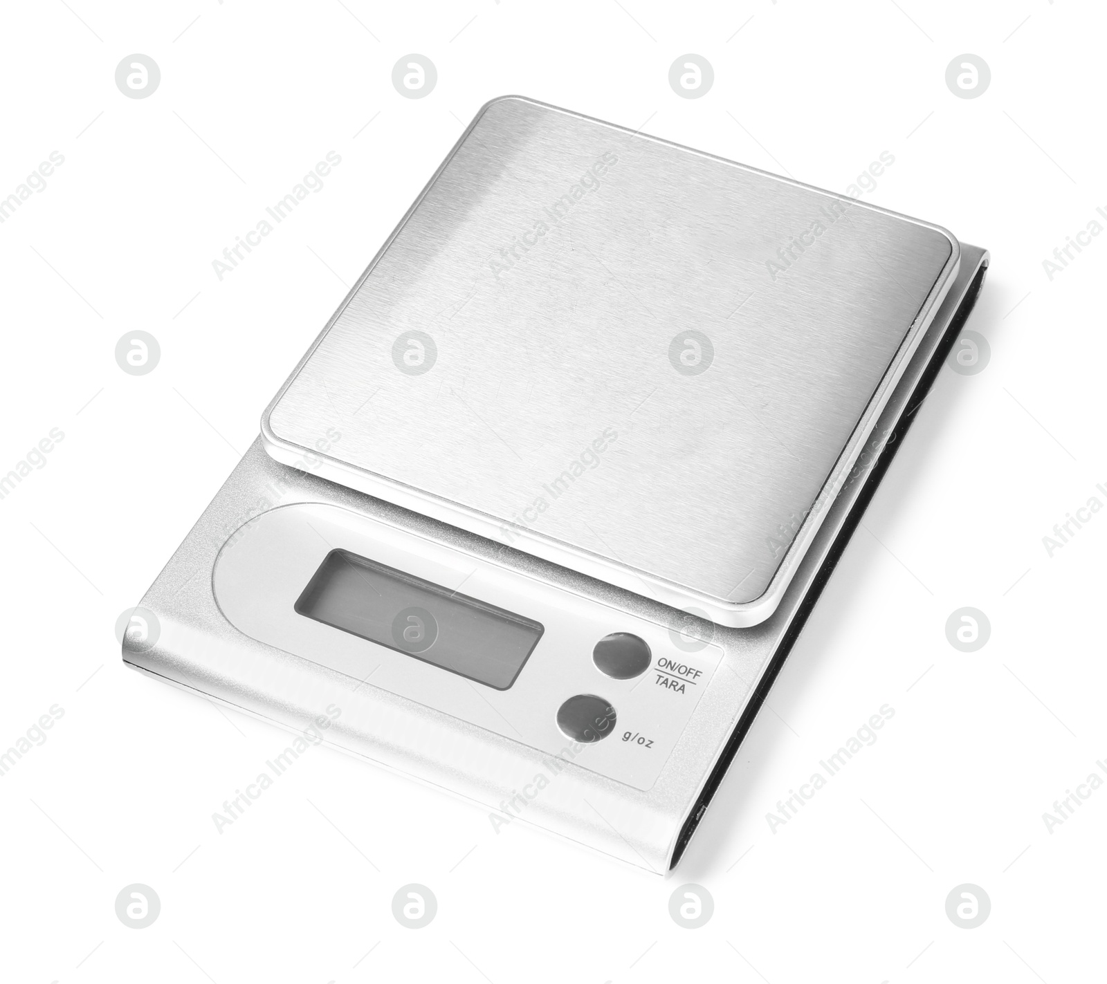 Photo of Modern electronic kitchen scale isolated on white