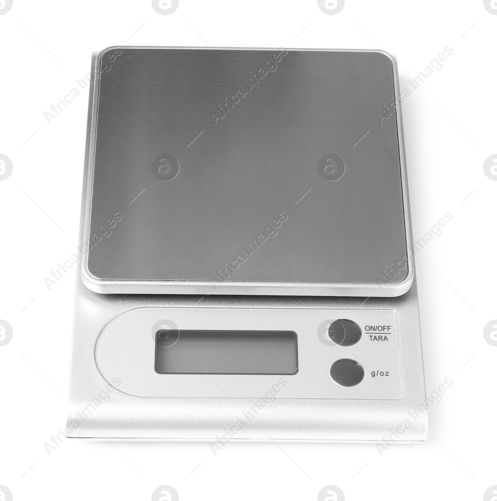 Photo of Modern electronic kitchen scale isolated on white