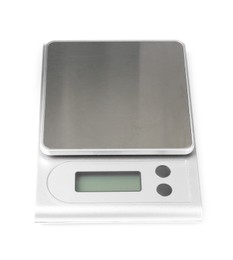 Photo of Modern electronic kitchen scale isolated on white