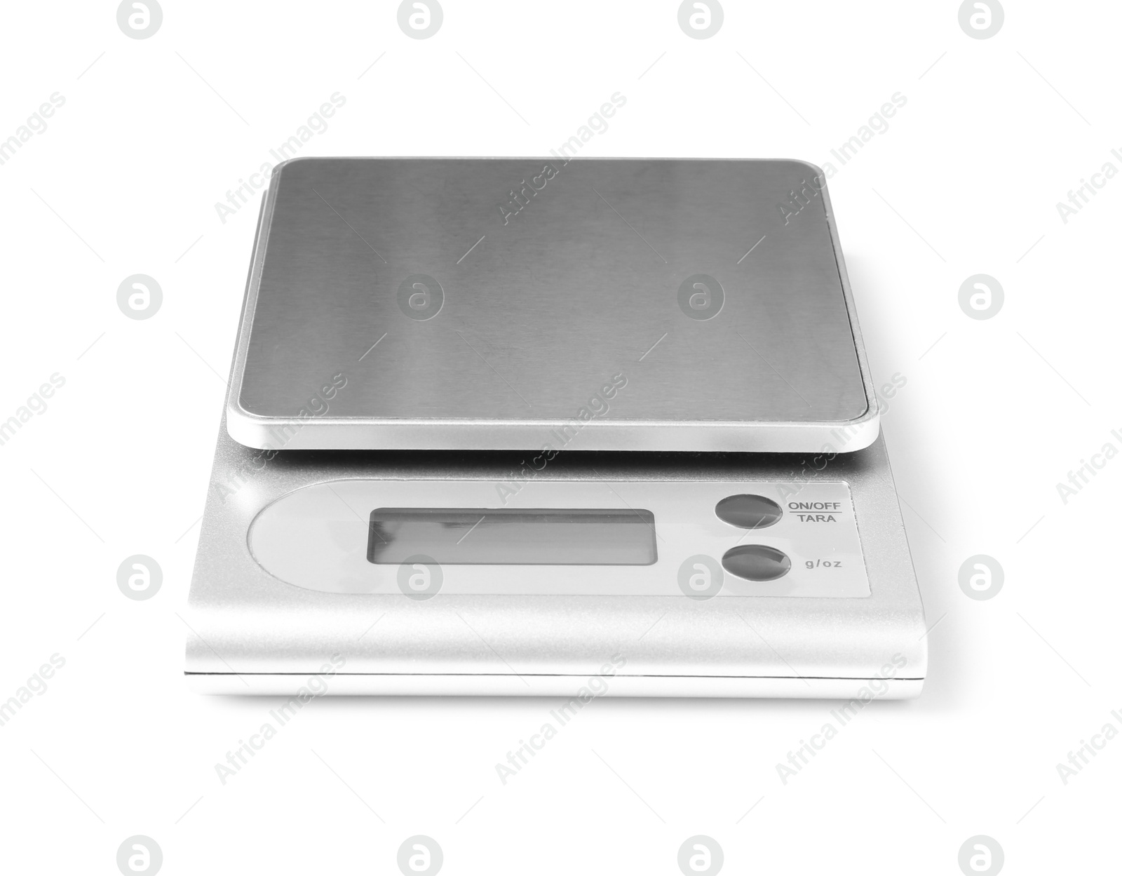 Photo of Modern electronic kitchen scale isolated on white