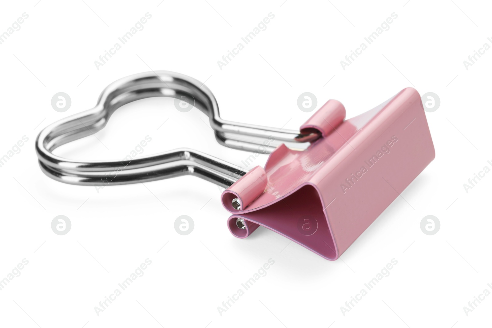 Photo of Heart shaped binder clip isolated on white