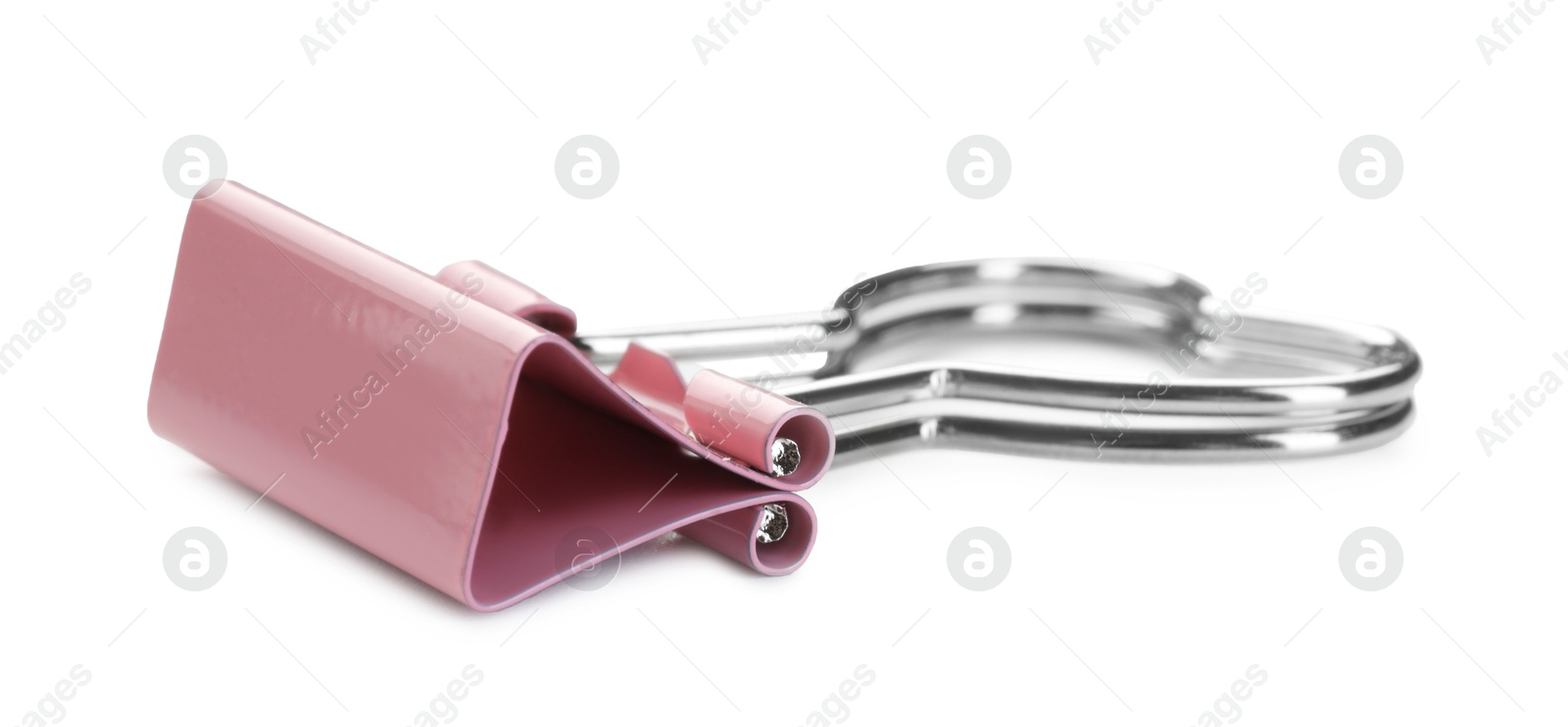 Photo of Heart shaped binder clip isolated on white