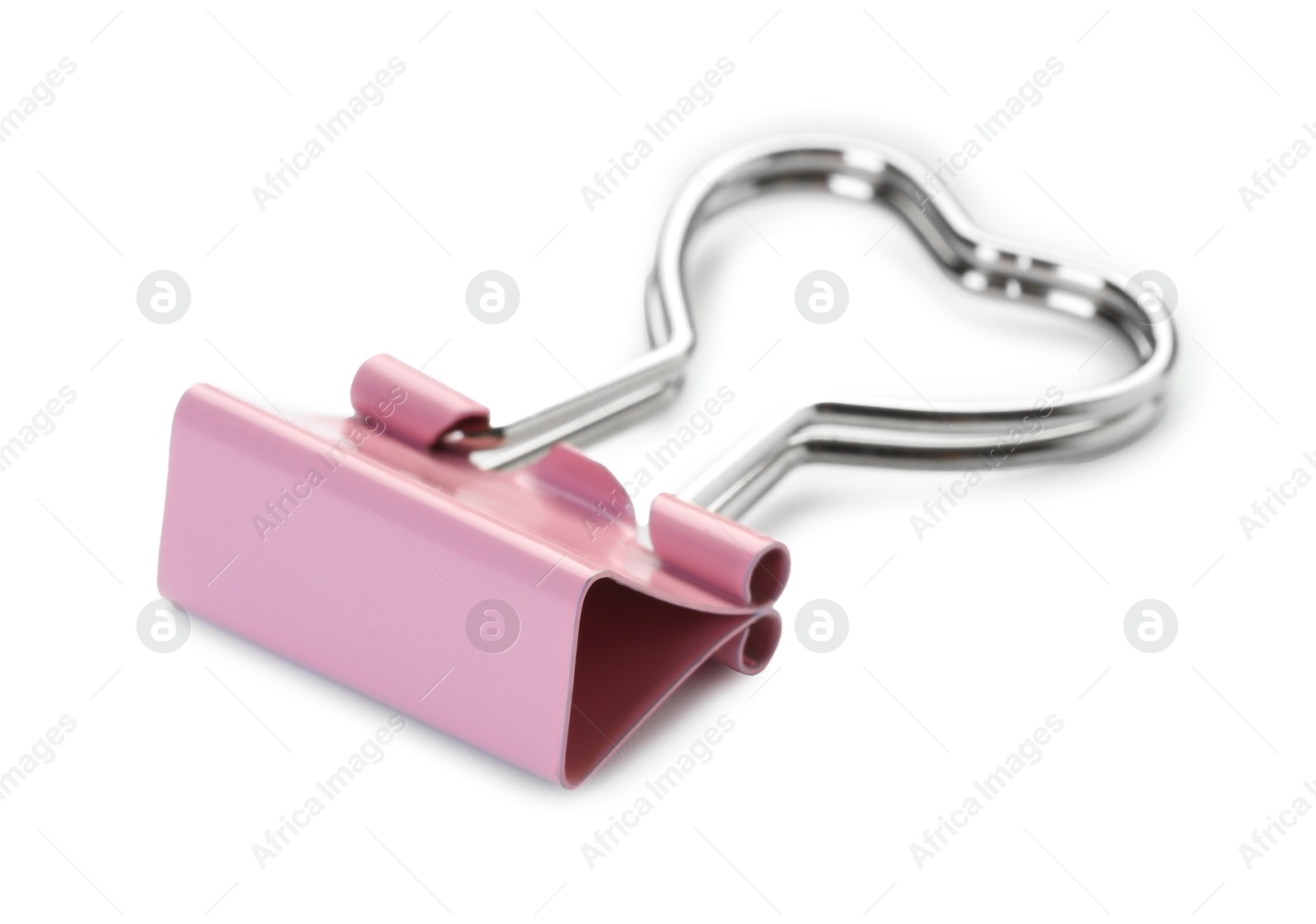 Photo of Heart shaped binder clip isolated on white