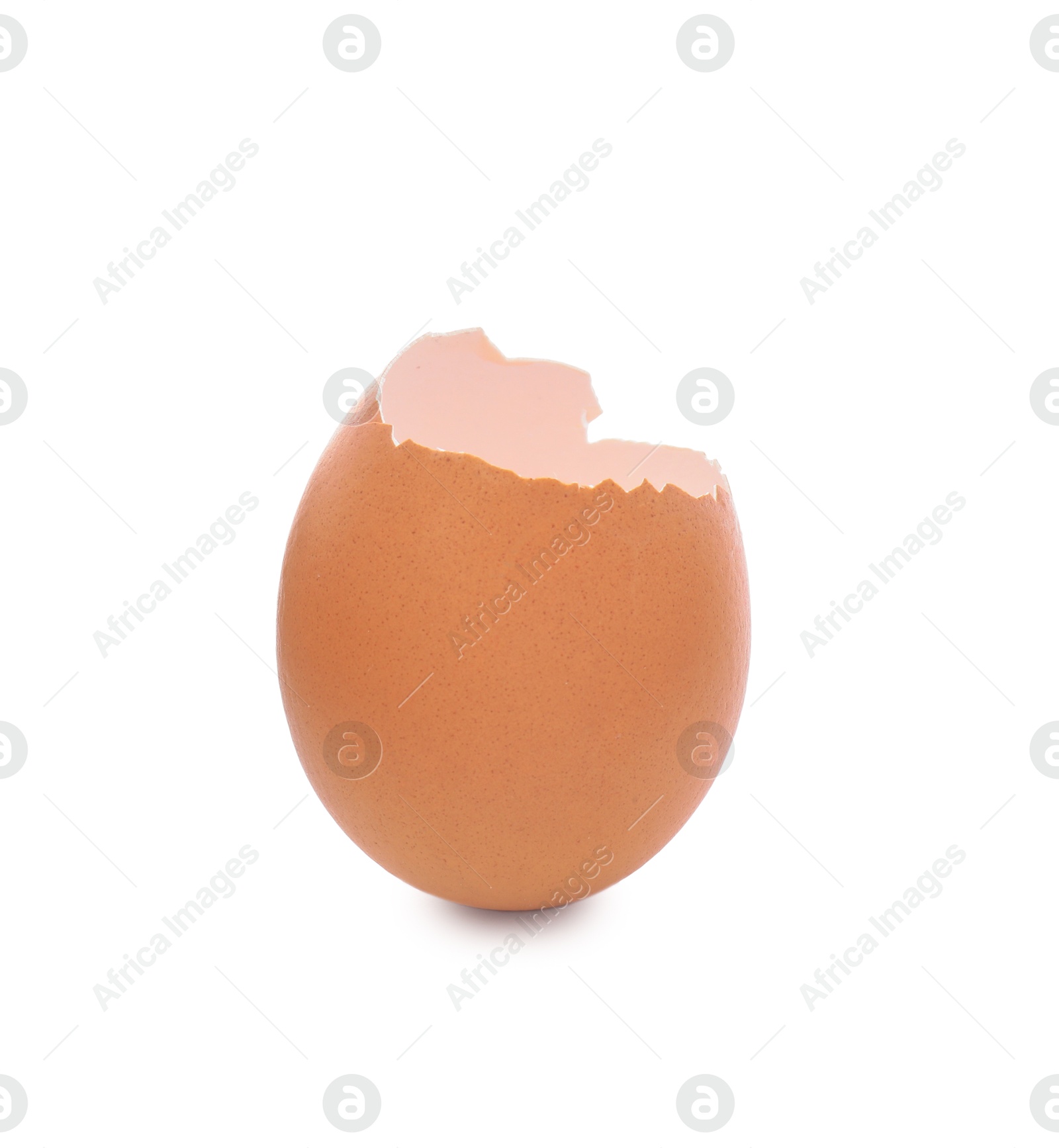 Photo of Piece of cracked eggshell isolated on white