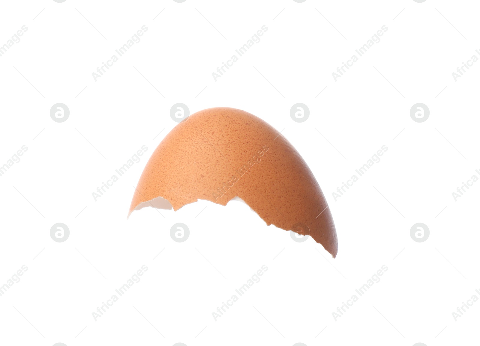 Photo of Piece of cracked eggshell isolated on white