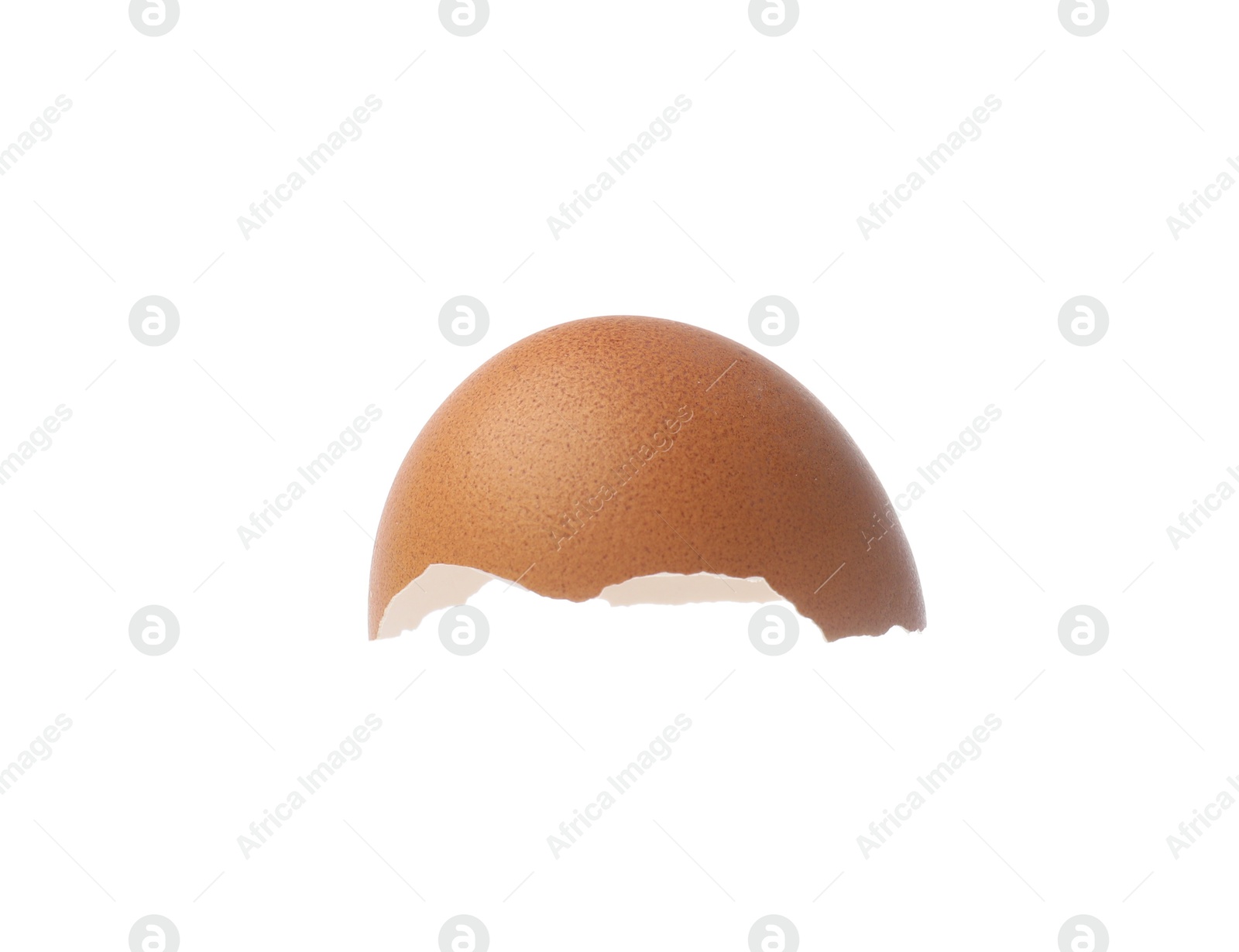 Photo of Piece of cracked eggshell isolated on white