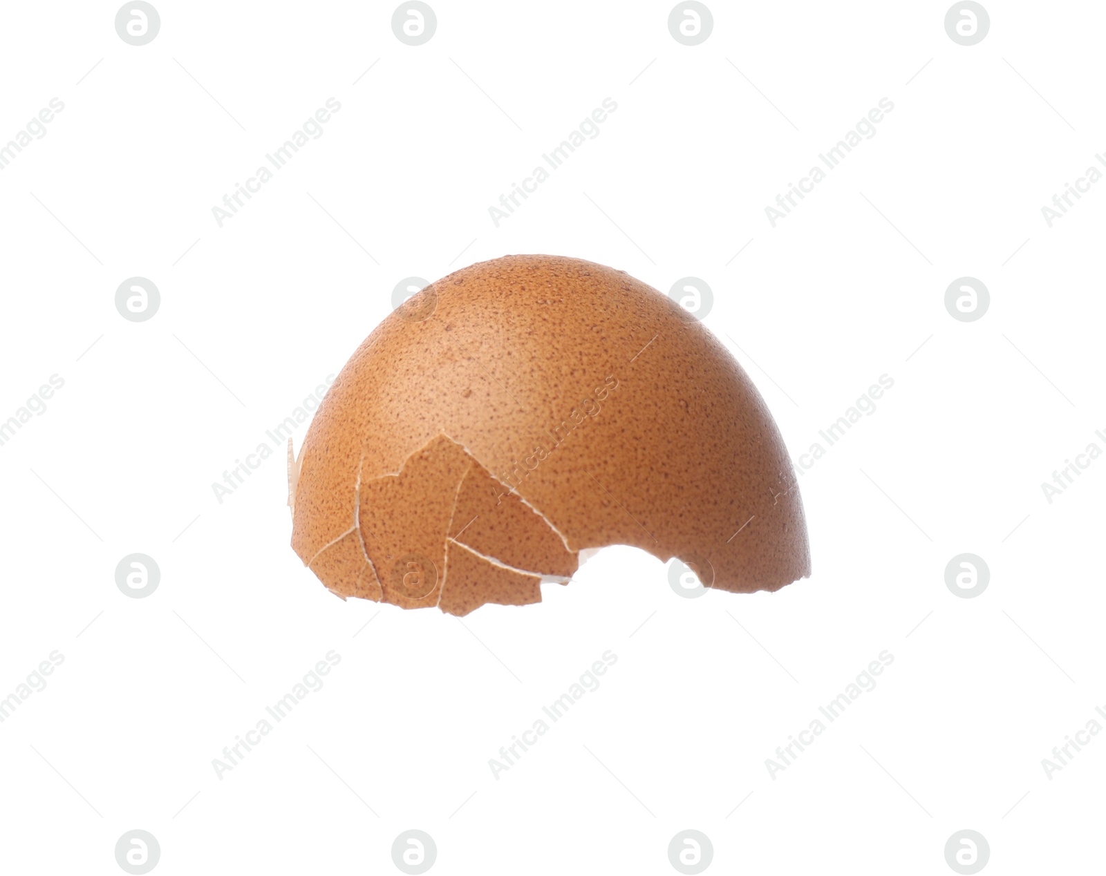 Photo of Piece of cracked eggshell isolated on white