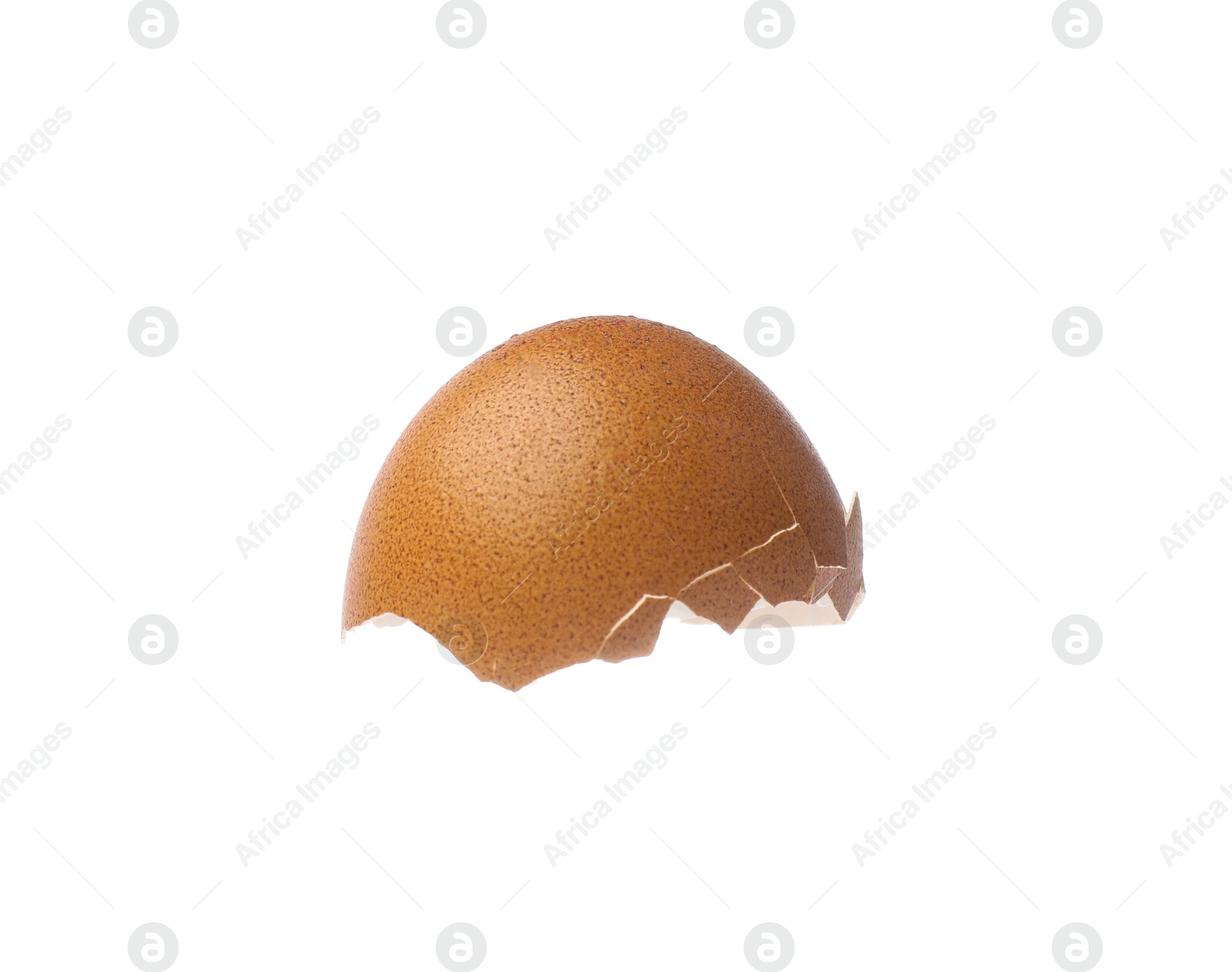 Photo of Piece of cracked eggshell isolated on white