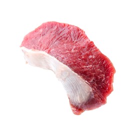 Photo of Piece of raw beef meat isolated on white