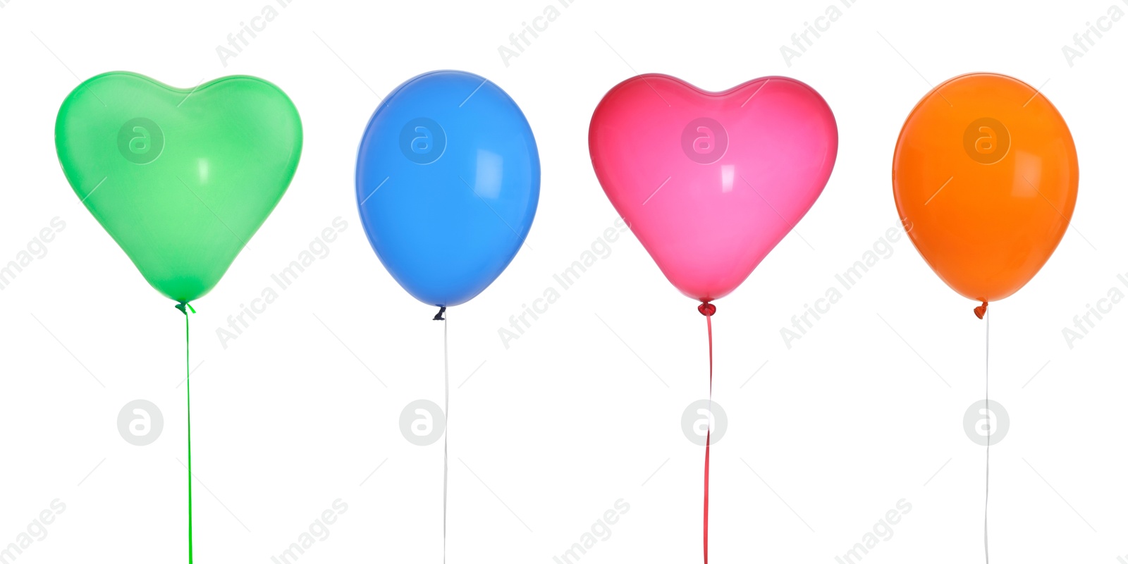 Image of Different colorful balloons isolated on white, set