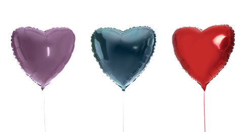 Image of Heart-shaped balloons in different colors isolated on white, set