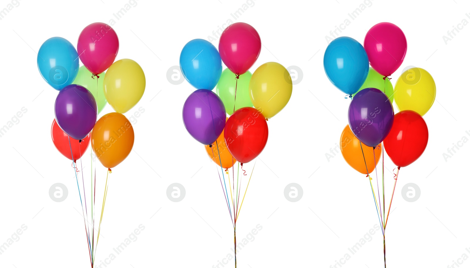 Image of Different colorful balloons isolated on white, set