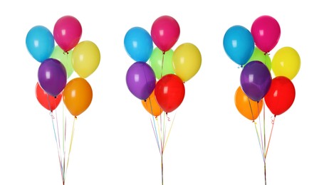 Image of Different colorful balloons isolated on white, set