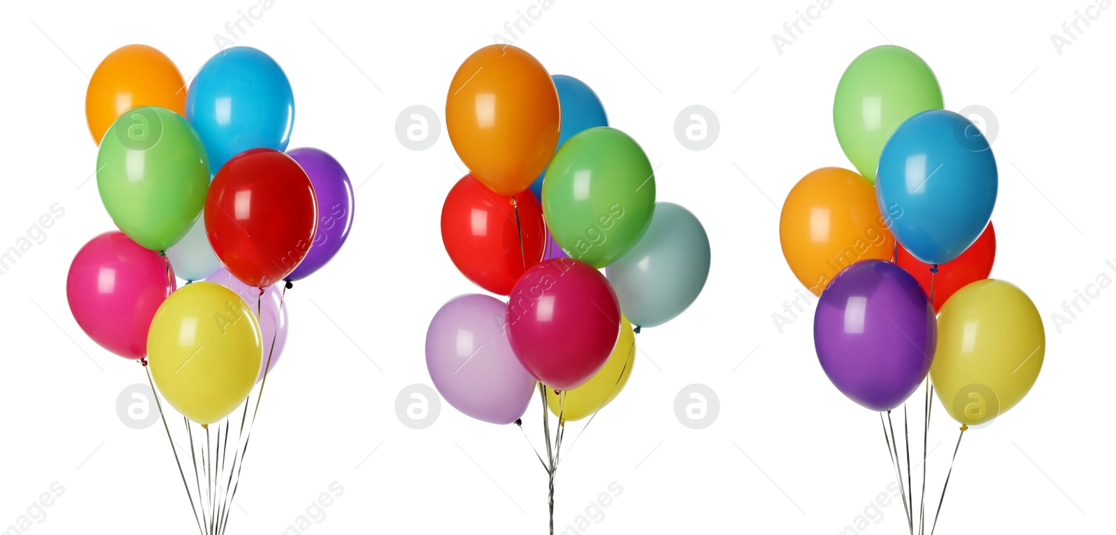 Image of Different colorful balloons isolated on white, set