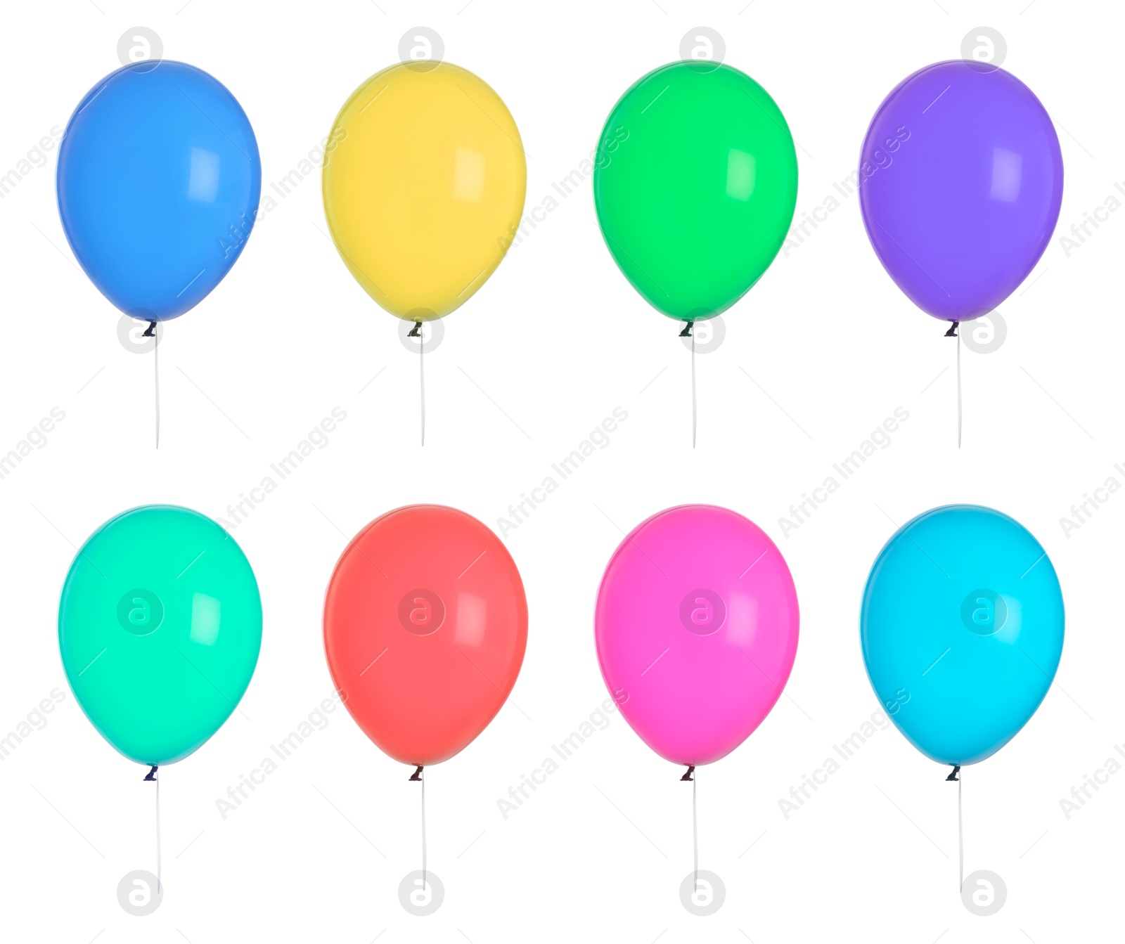 Image of Balloons in different colors isolated on white, set