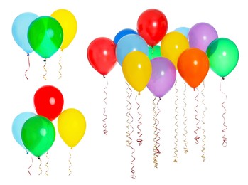 Image of Different colorful balloons isolated on white, set