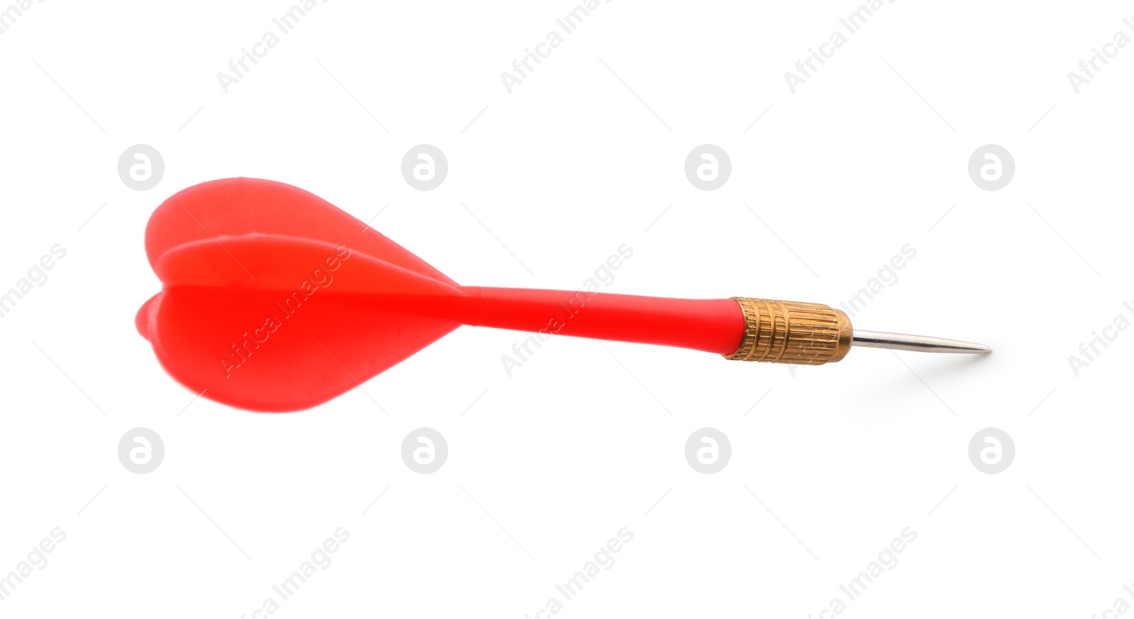 Photo of One red dart arrow in air isolated on white