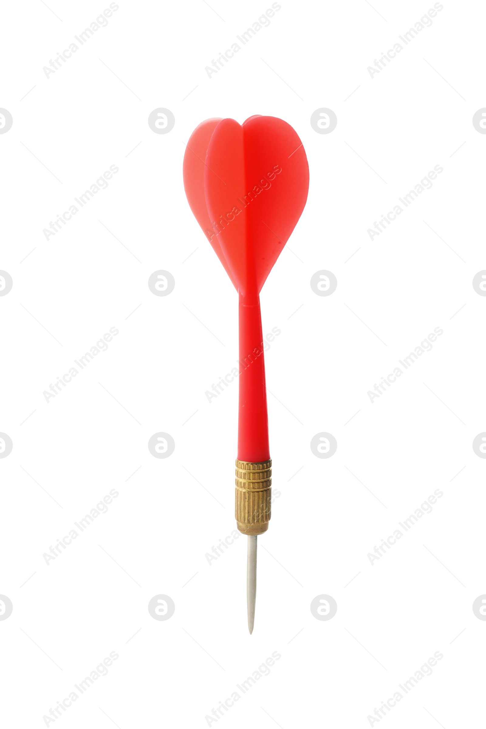 Photo of One red dart arrow in air isolated on white