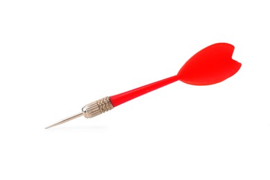 Photo of One red dart arrow in air isolated on white