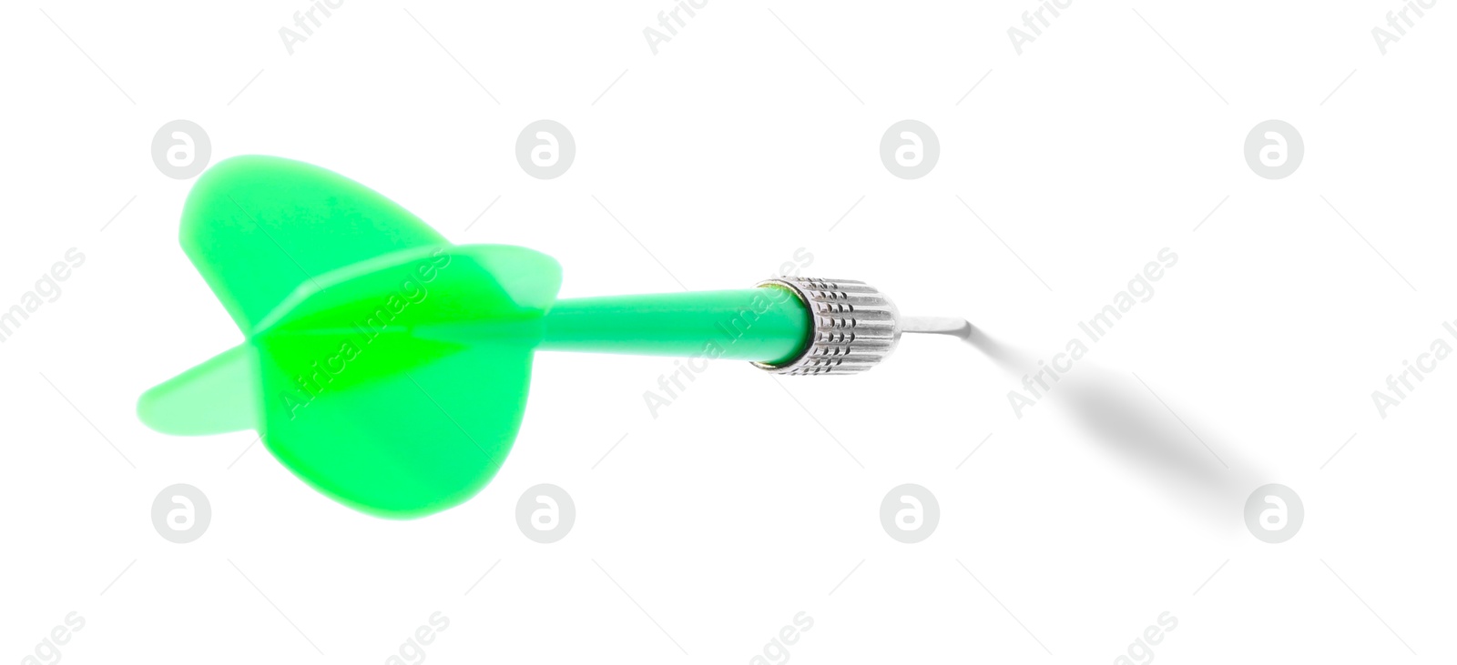 Photo of One green dart arrow isolated on white