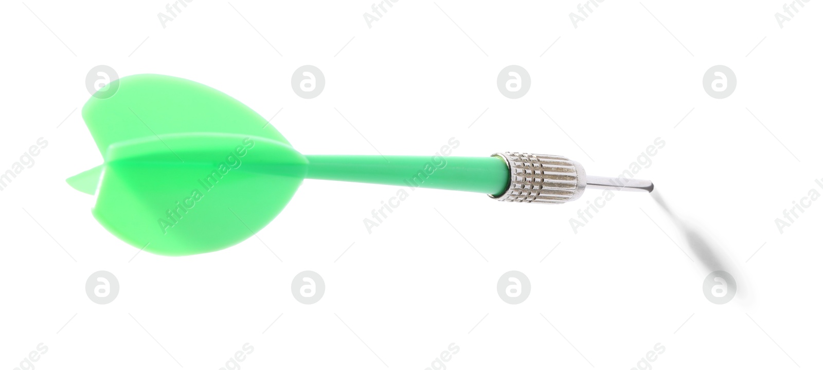 Photo of One green dart arrow isolated on white