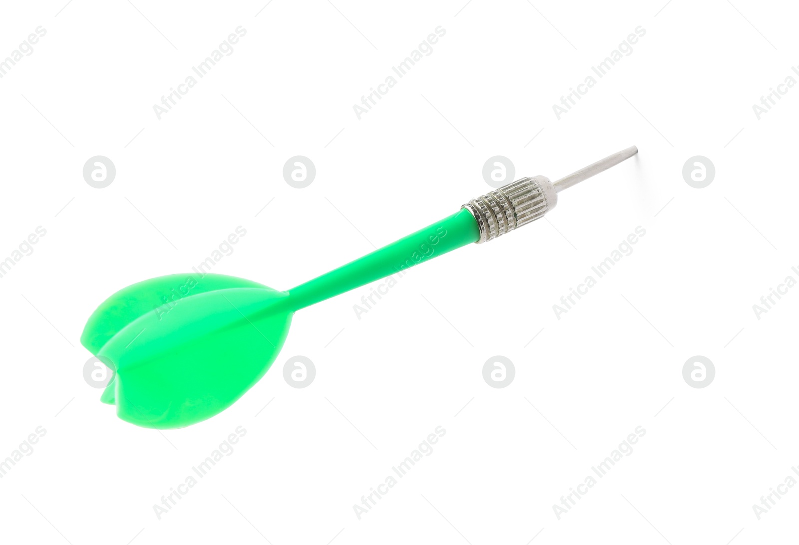 Photo of One green dart arrow isolated on white