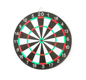 Photo of One dartboard isolated on white. Sports equipment