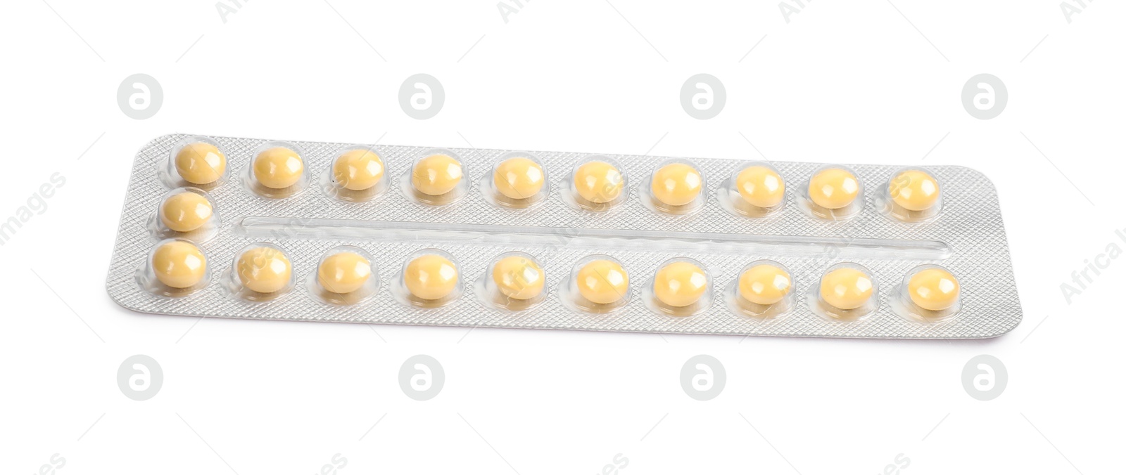 Photo of Blister of contraceptive pills isolated on white