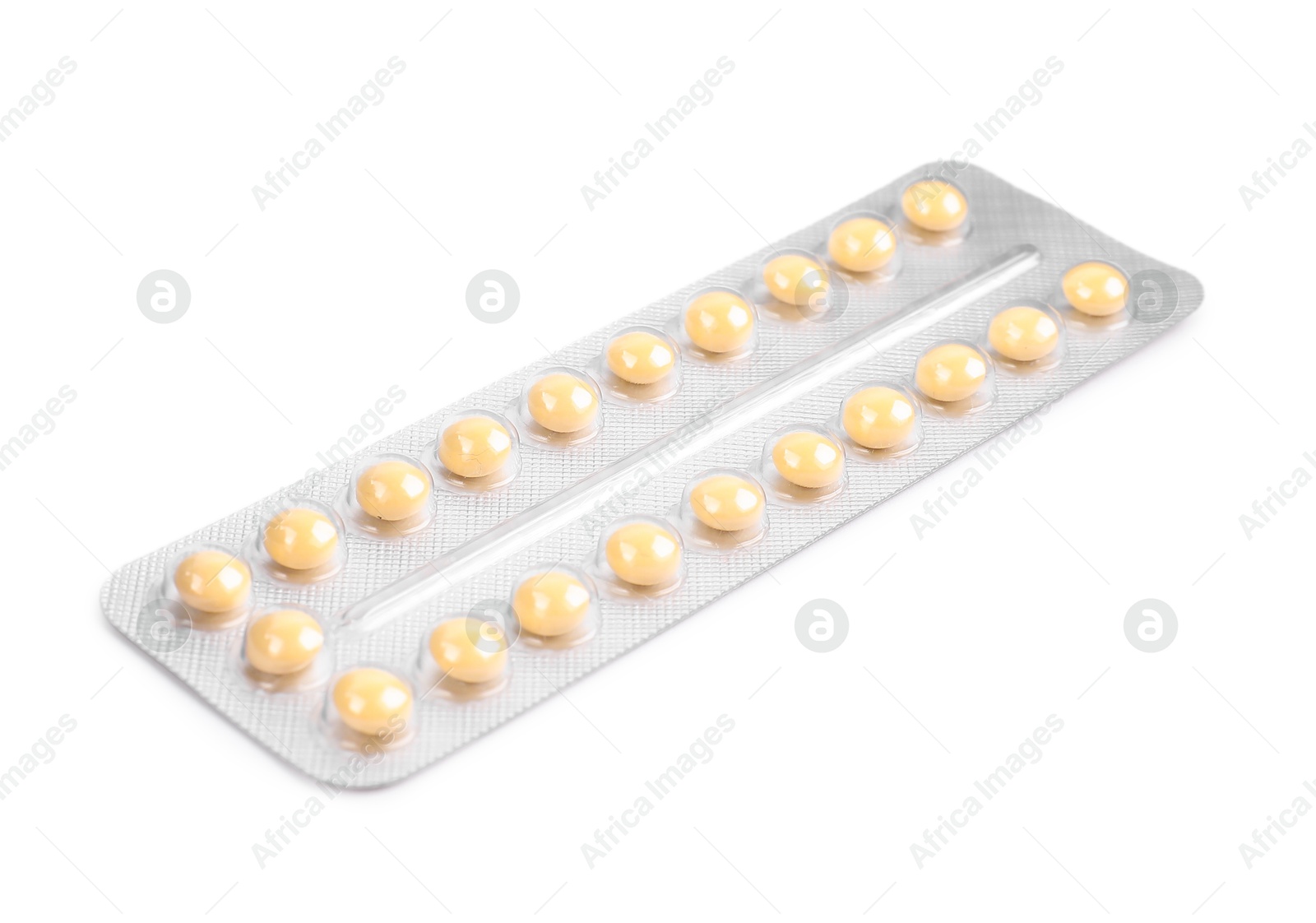 Photo of Blister of contraceptive pills isolated on white