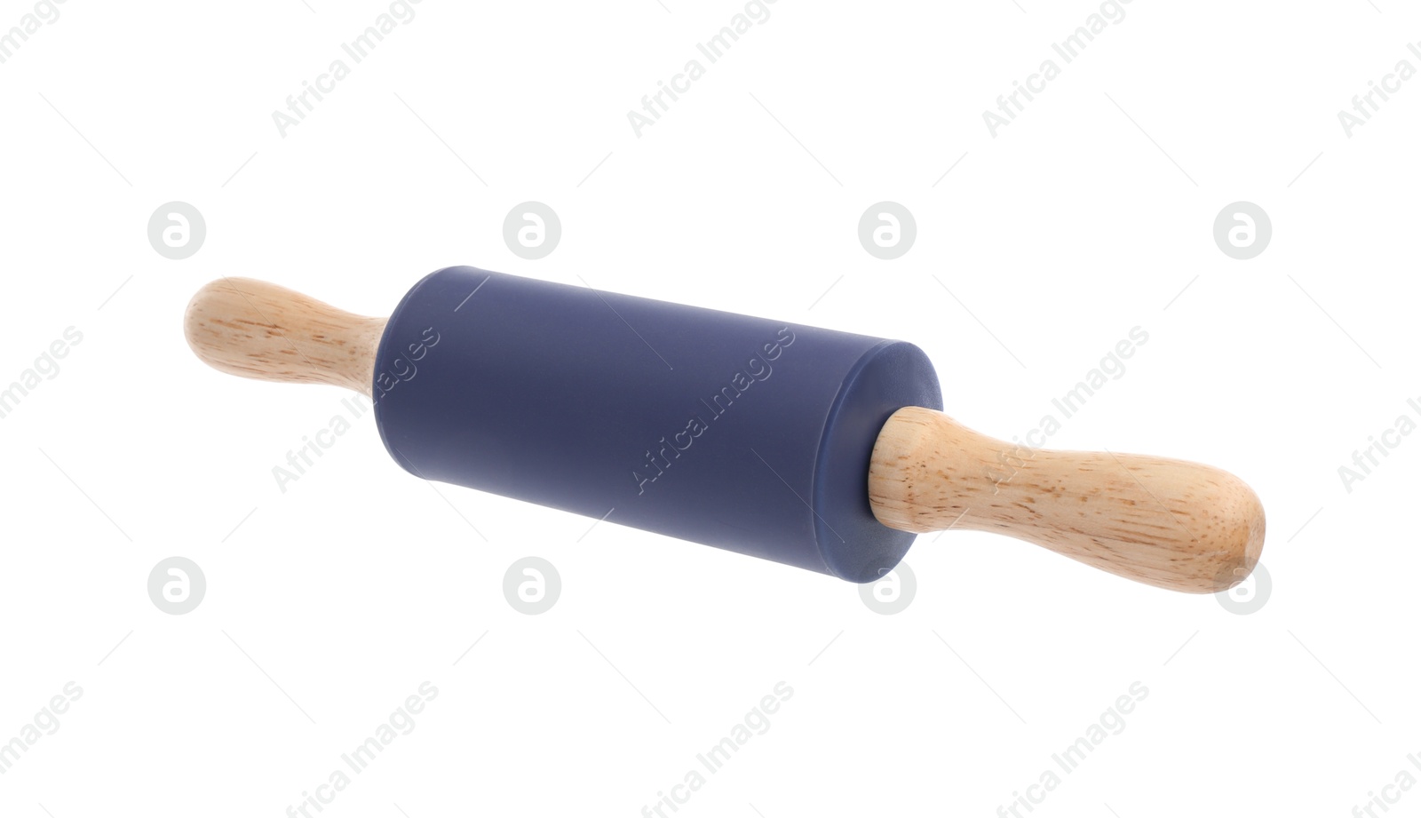 Photo of One rolling pin isolated on white. Kitchen utensil