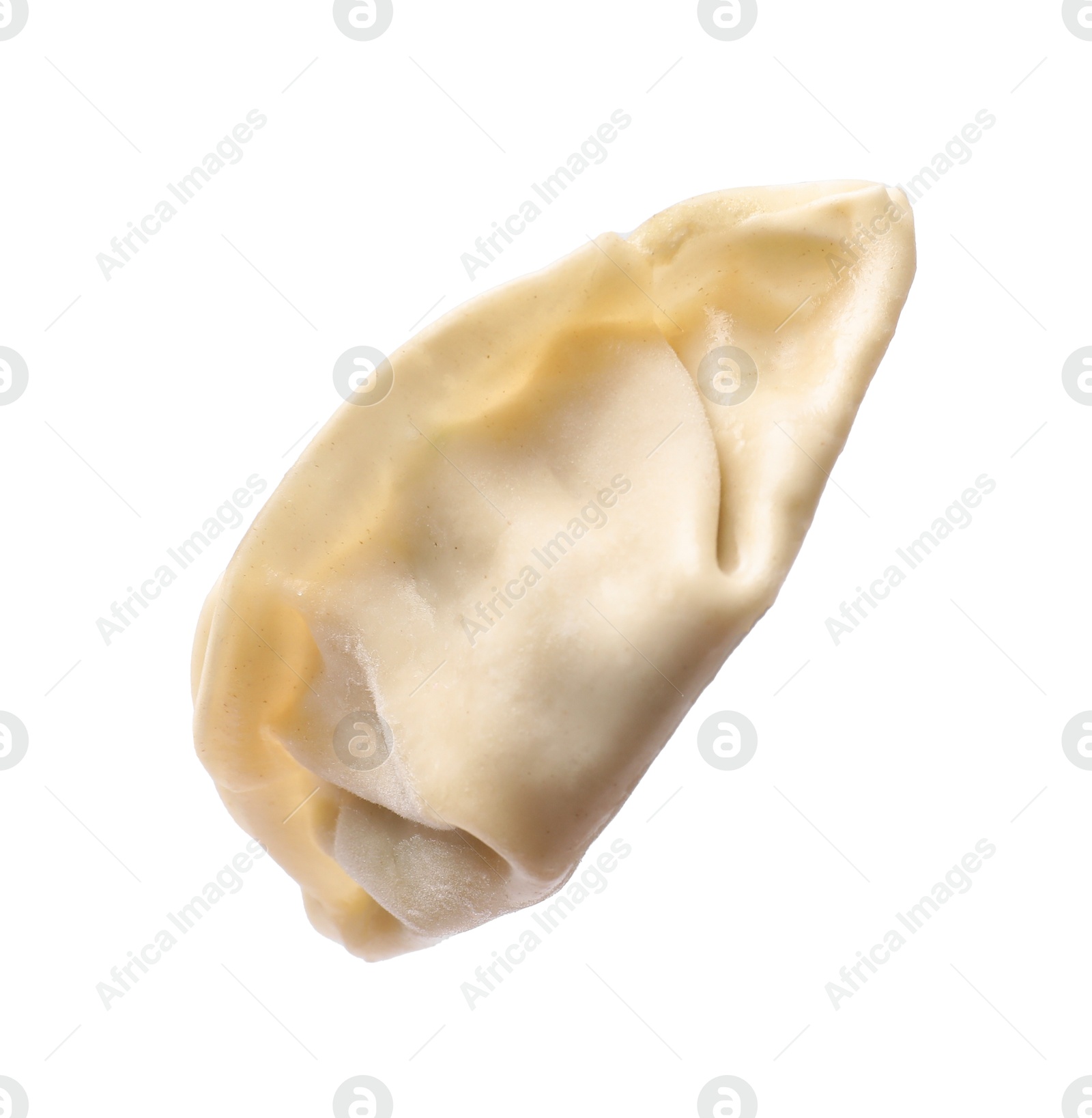 Photo of One fresh gyoza dumpling isolated on white