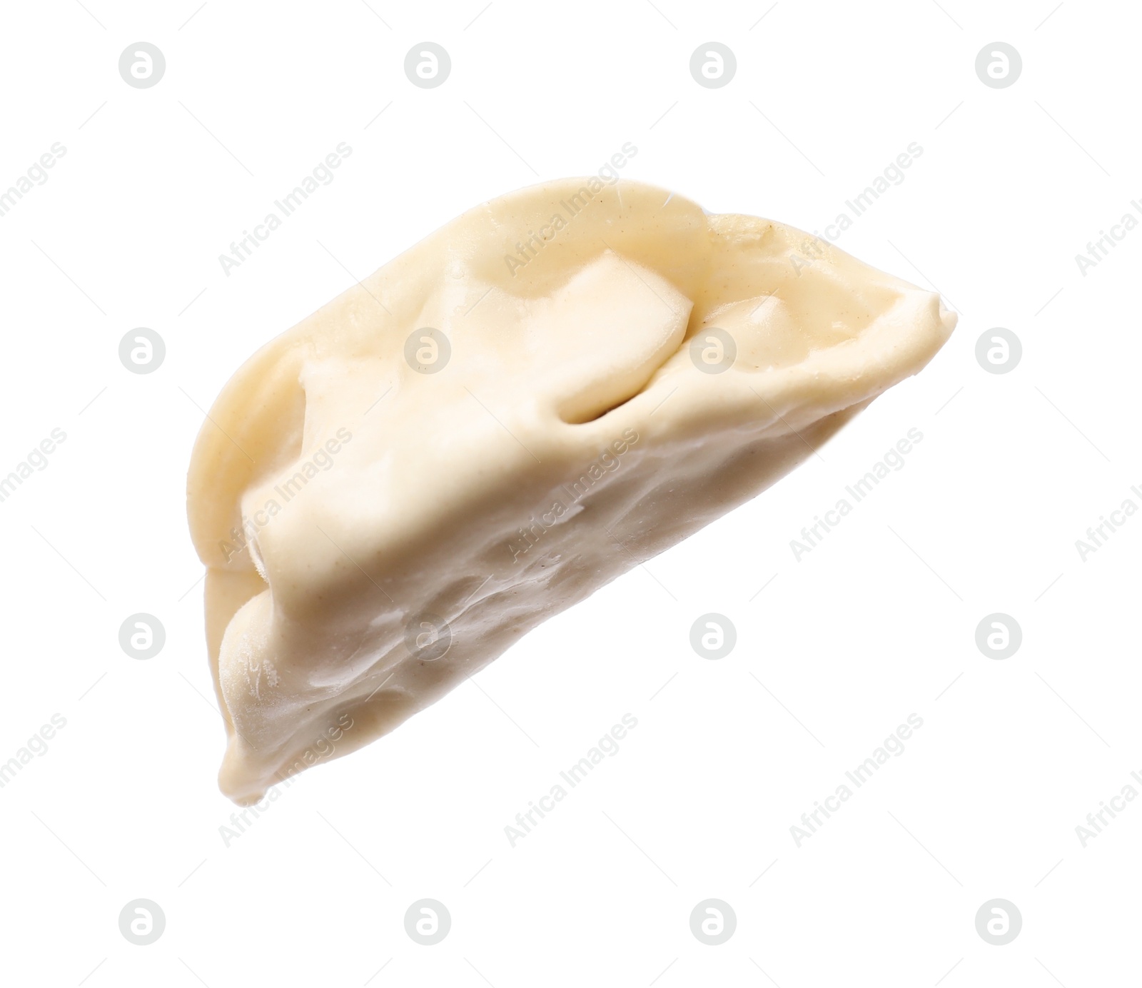 Photo of One fresh gyoza dumpling isolated on white