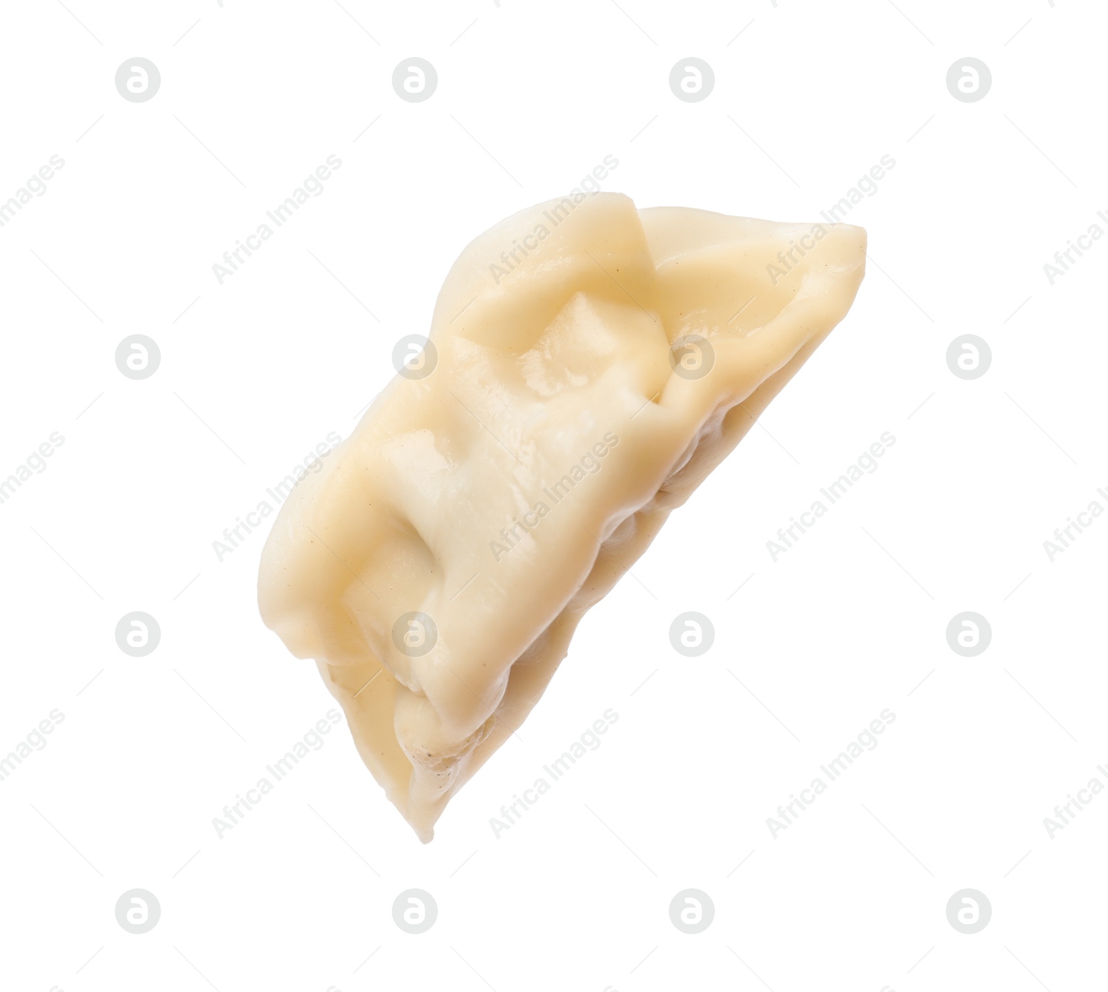 Photo of One fresh gyoza dumpling isolated on white