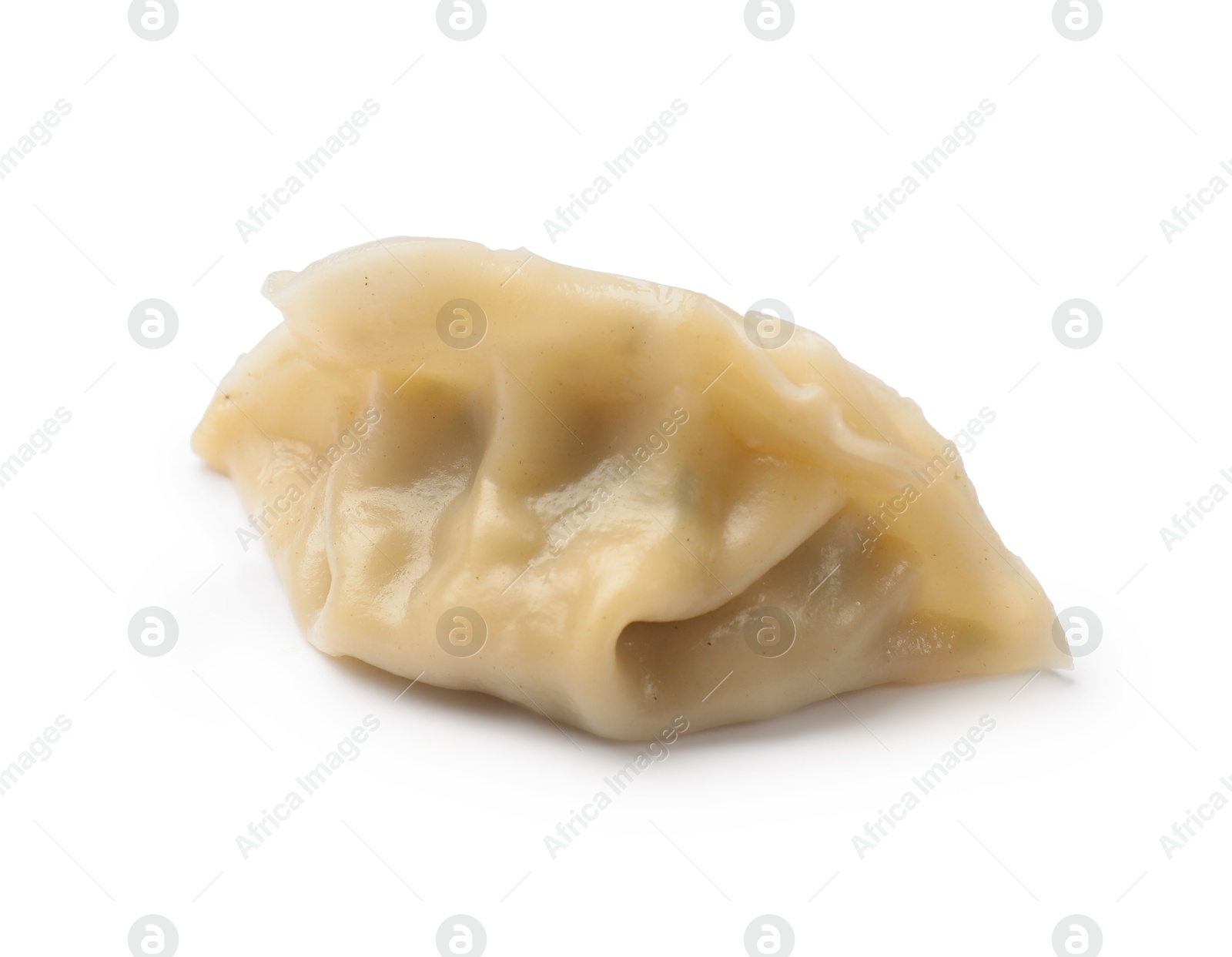 Photo of One fresh gyoza dumpling isolated on white