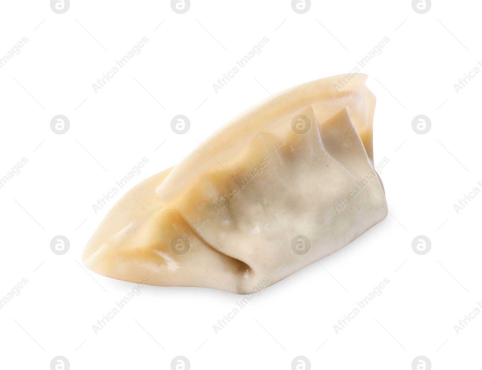 Photo of One fresh gyoza dumpling isolated on white