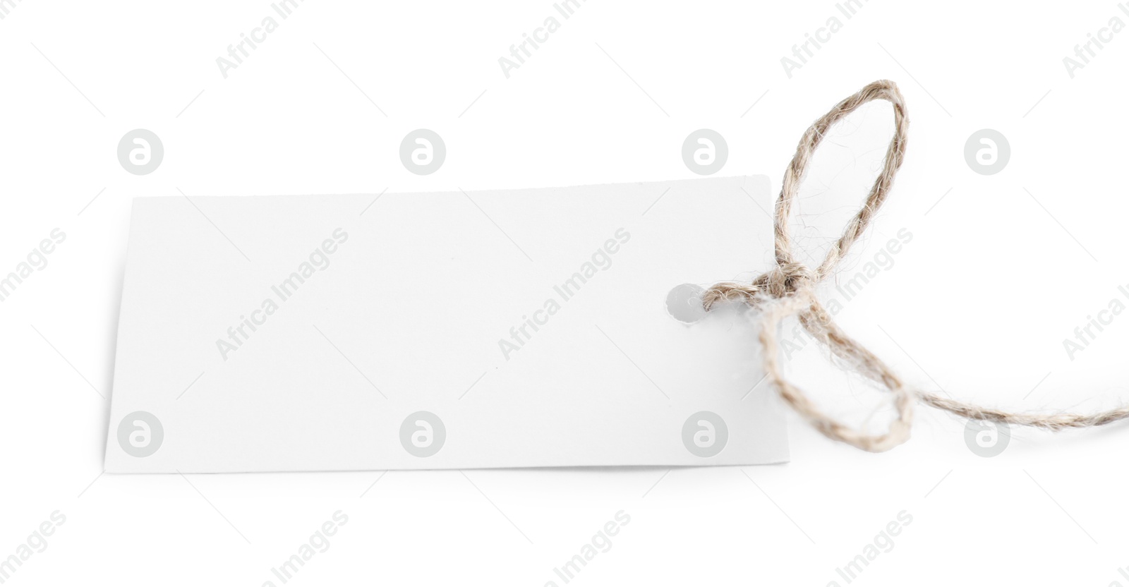 Photo of Blank tag with string isolated on white