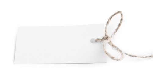 Photo of Blank tag with string isolated on white