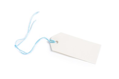 Photo of Blank tag with string isolated on white