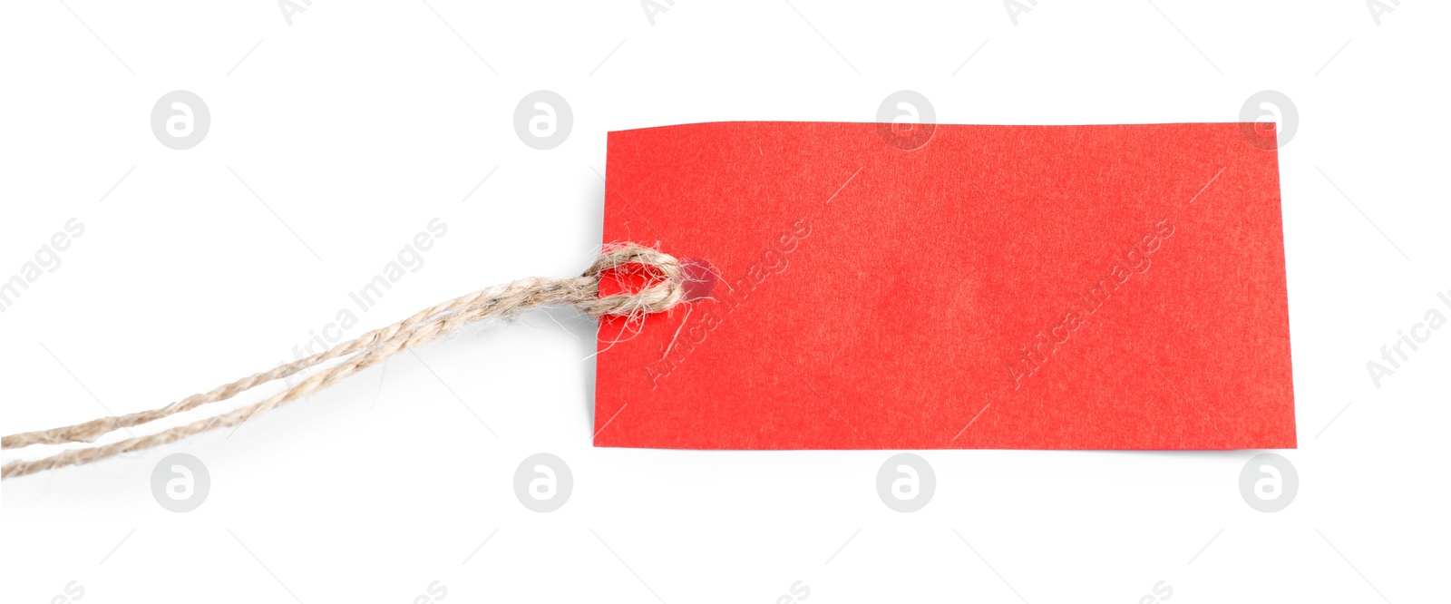 Photo of Blank tag with string isolated on white