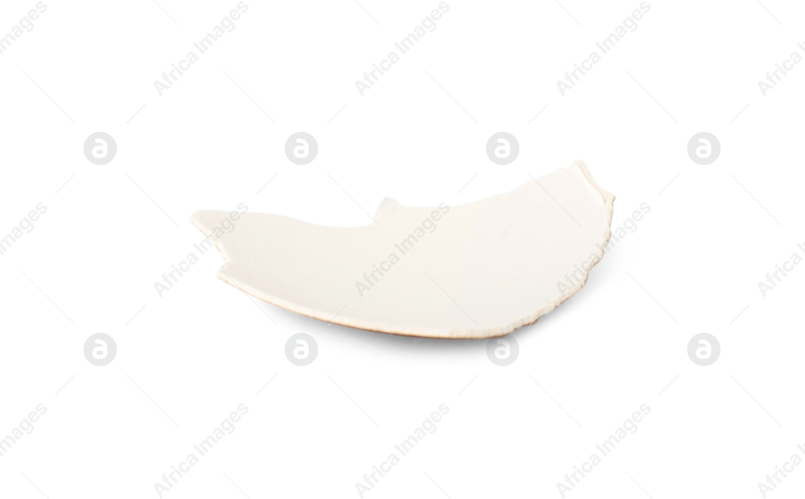 Photo of One piece of broken eggshell isolated on white