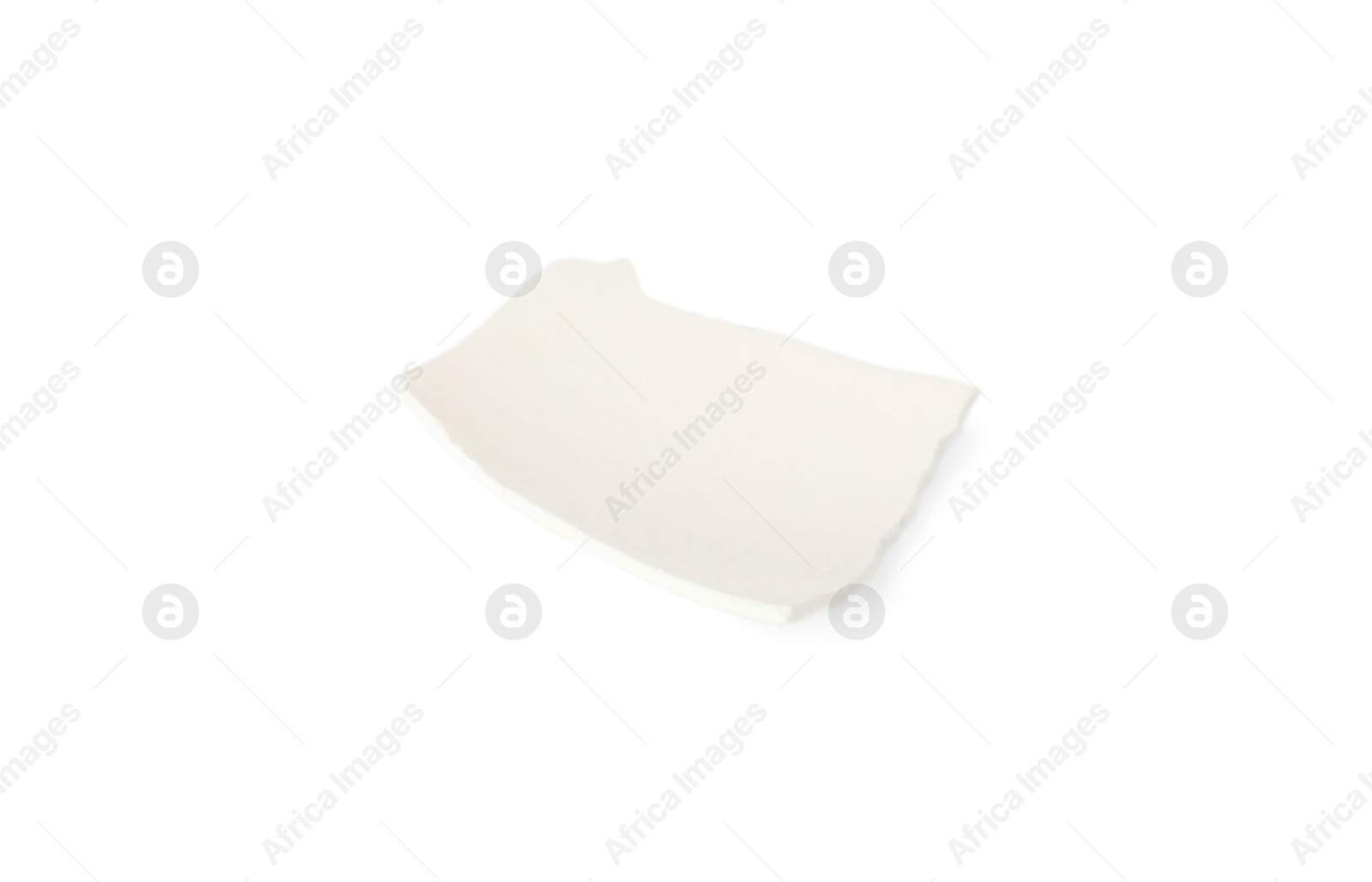 Photo of One piece of broken eggshell isolated on white, above view