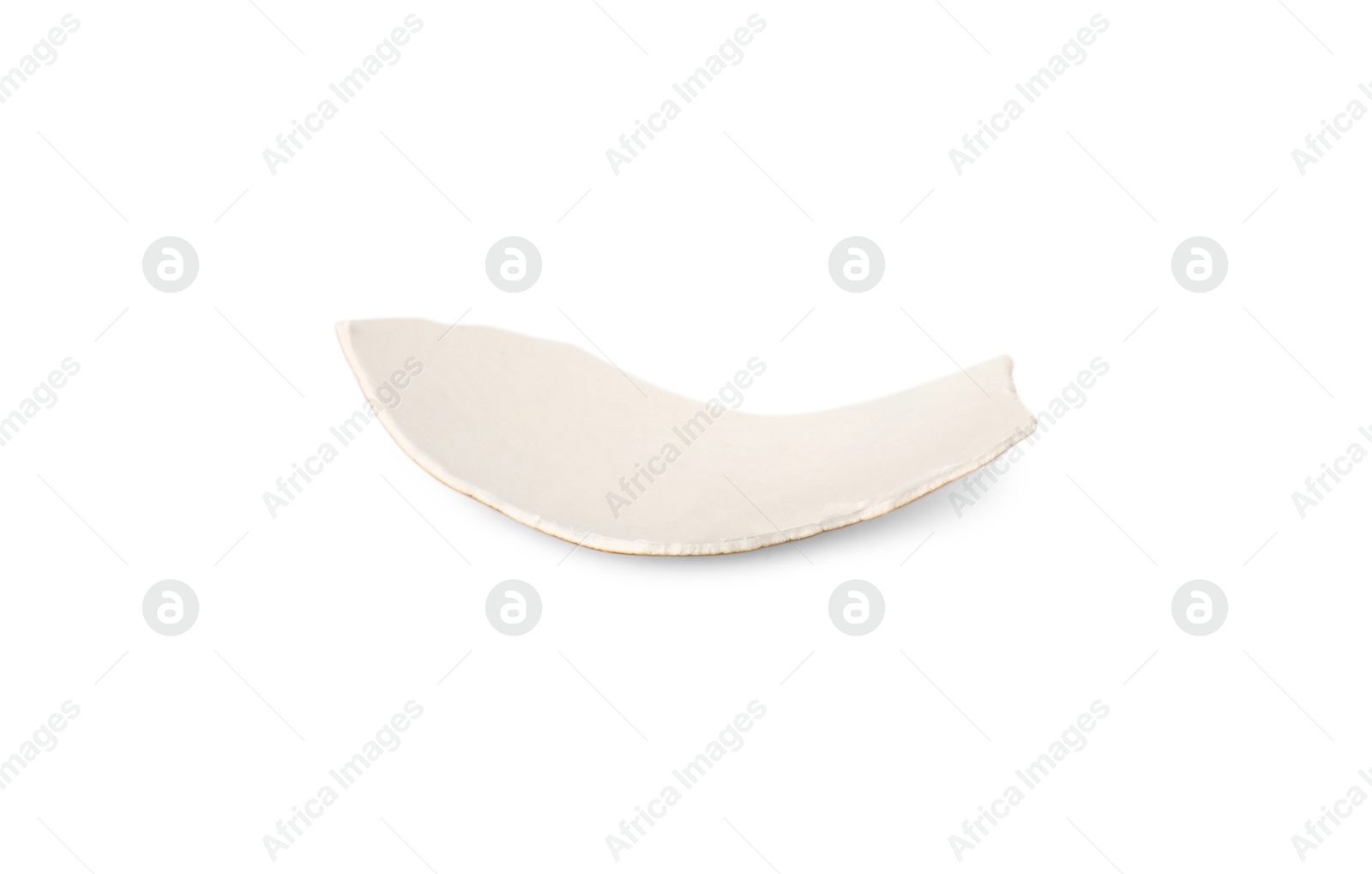 Photo of One piece of broken eggshell isolated on white