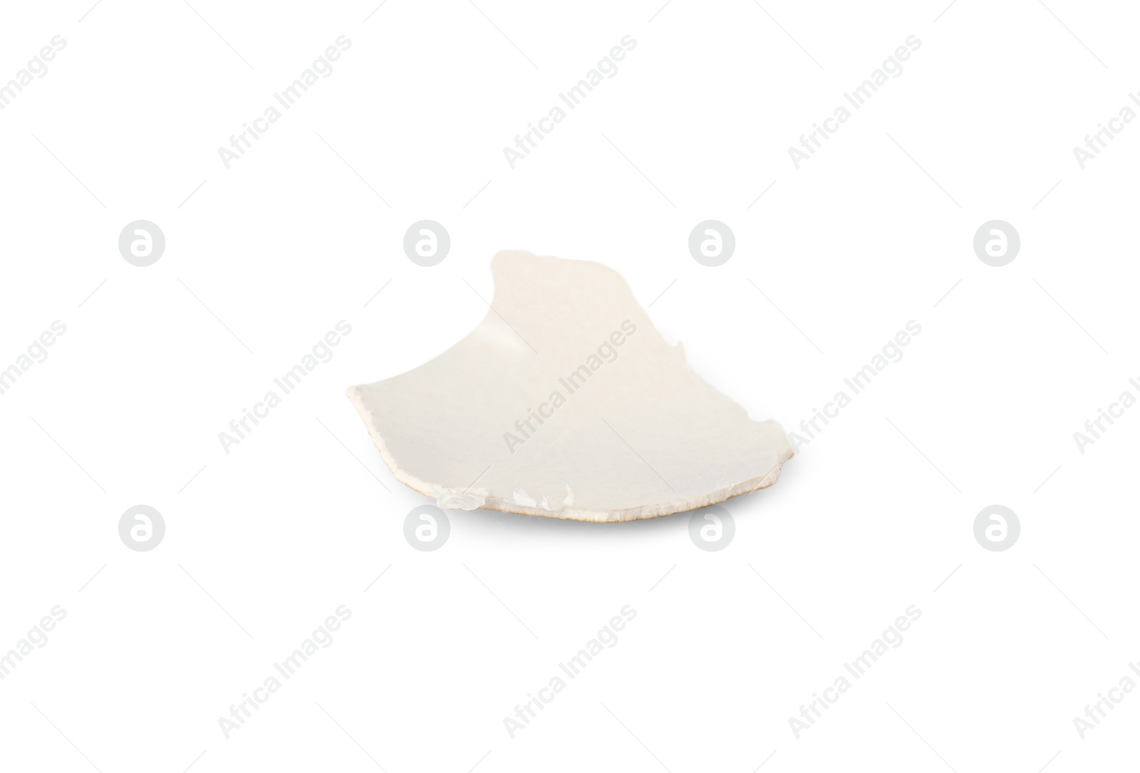 Photo of One piece of broken eggshell isolated on white